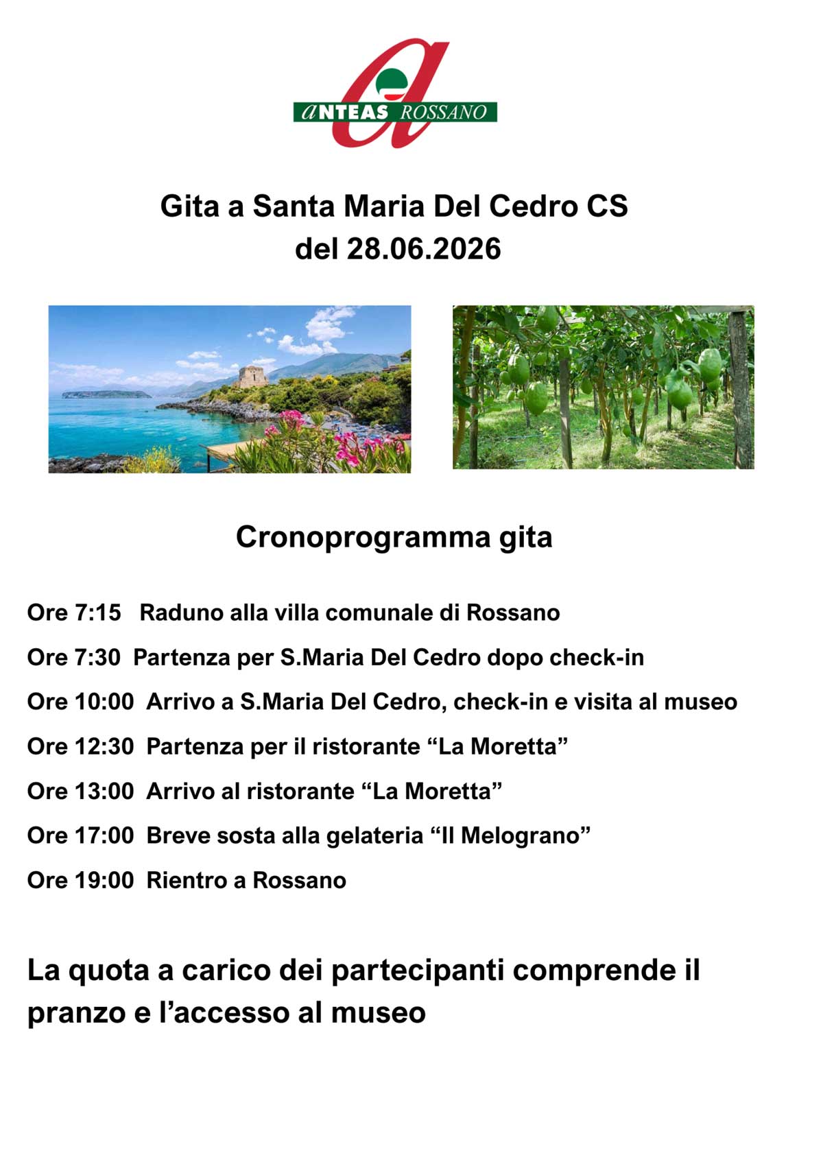 Gita a Santa Maria del Cedro - 26 giugno 2026